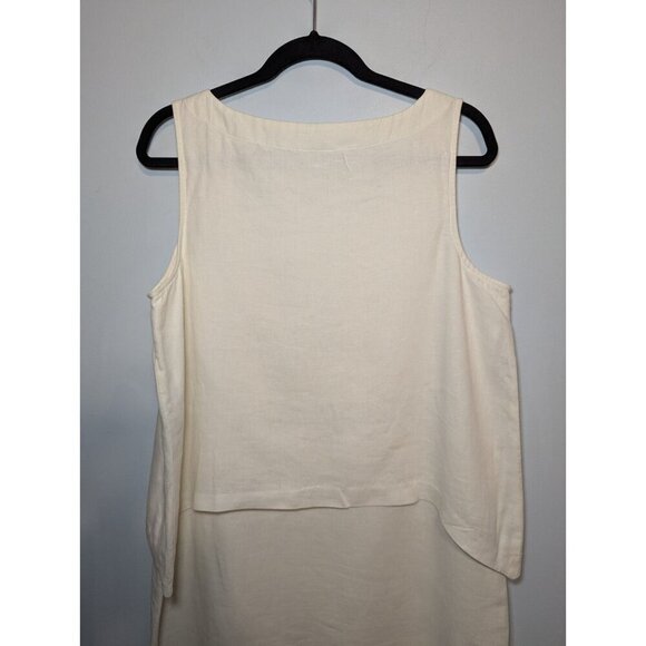 J. Jill Linen White Shift Dress Sleeveless Midi Size MED Layered Coastal Resort - Picture 8 of 8